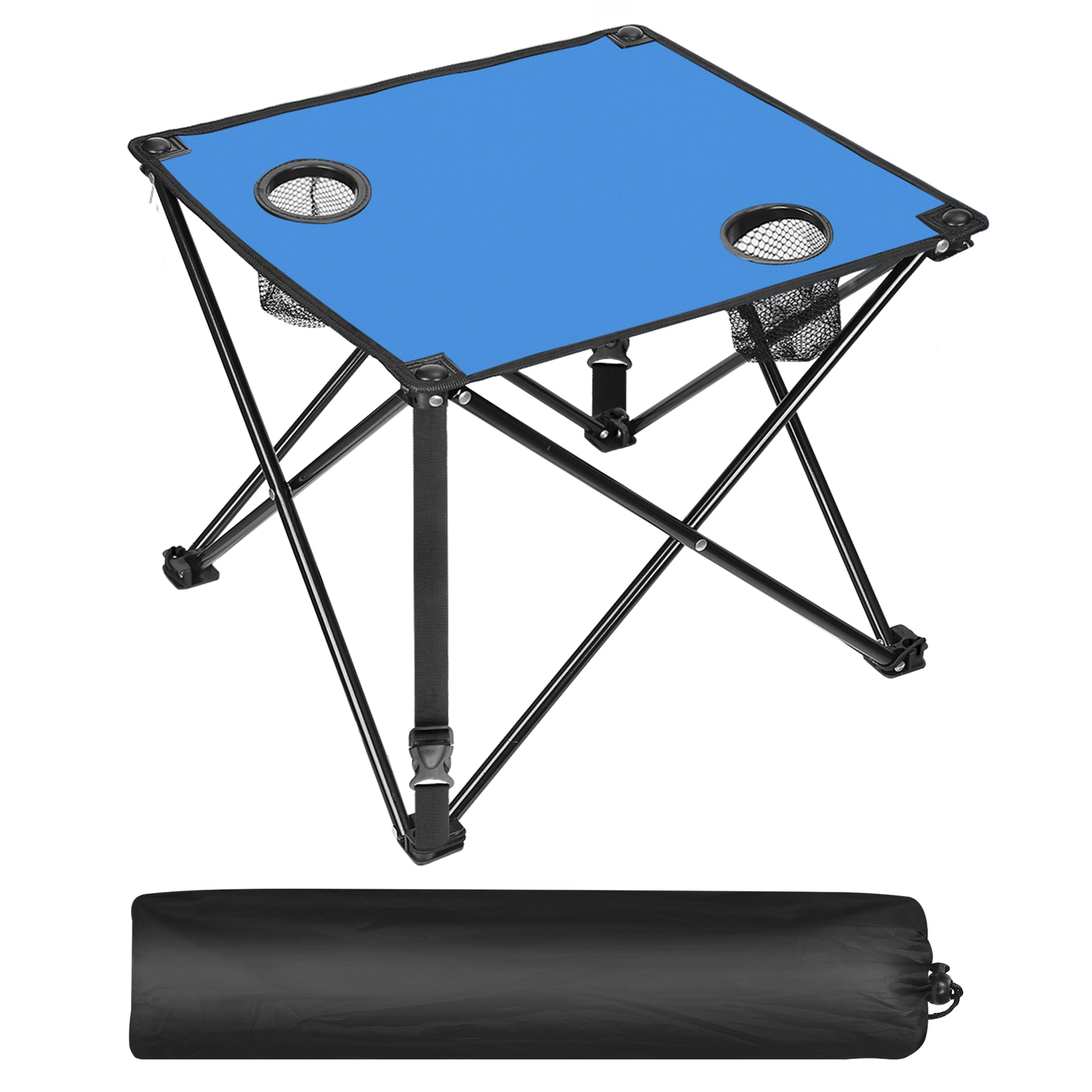 1Pc 2Pc Options Foldable Camping Table Portable Picnic Table Lightweight Travel Desk With 2 Cup Holders Carrying Bag Color Options Black Orange Green Red Blue Navy Blue - Image 33