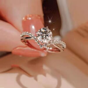 Crown Moissanite Ring For Women, Simulated Diamond Engagement Wedding Ring, Qixi Gift For Girlfriend