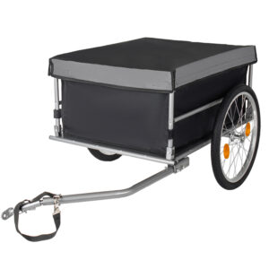 Foldable Bicycle Bike Cargo Trailer With 20 Wheels Removable Cover Folding Frame Quick Release Bike Cart Bike Wagon Trailer For Luggage Tools Groceries. Black Gray