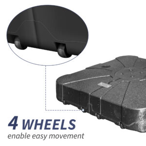 Patio Umbrella Base With Wheels, Water & Sand Filled Weighted Base For Most Cantilever Offset Umbrella, 260LBS, Square Black ,34 X 34