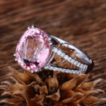 New European American Fashion Engagement Ring, Tourmaline Inlaid Jewelry
