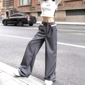 Lace-trimmed Casual Draping Straight-leg Floor-length Wide-leg Pants