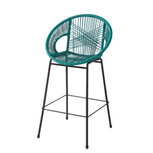 Ferrara Outdoor Patio Teal Faux Wicker Barstool Set Of 2