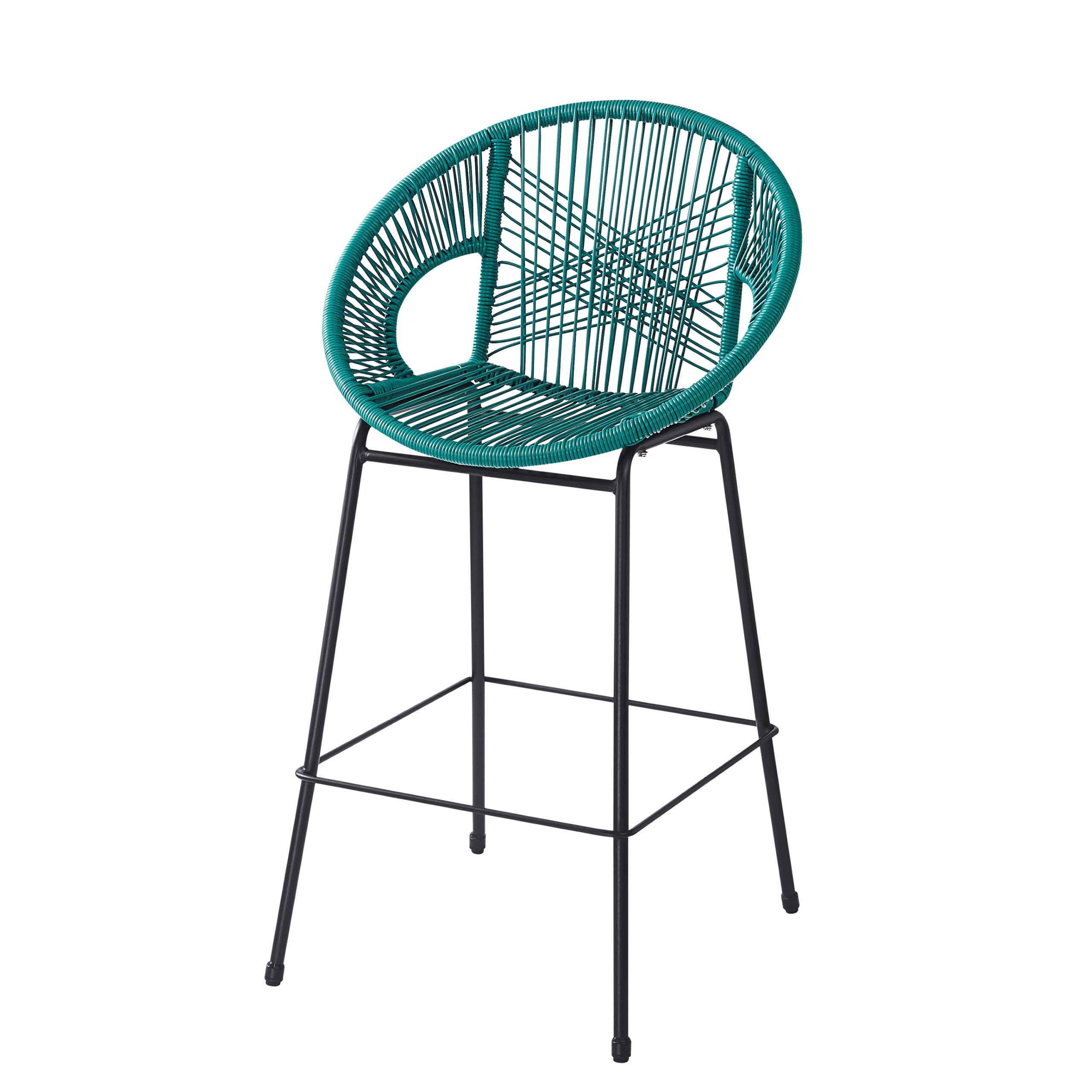 Ferrara Outdoor Patio Teal Faux Wicker Barstool Set Of 2