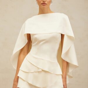 Irregular Design Backless Lace-Up Camisole Cloak Two-Piece Set