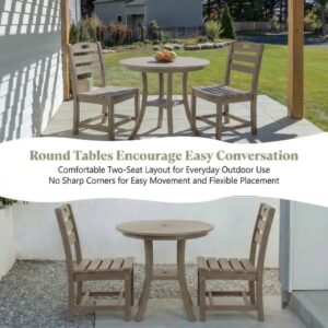 Antique Brown 3-Piece Patio Bistro Set With Round Table And 2 Chairs