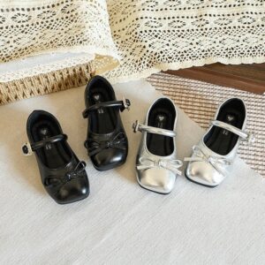 Girls' Leather Shoes, Shallow Mouth Princess Shoes, Korean Version, Girls' Fashionable, Versatile, Casual Single Shoes