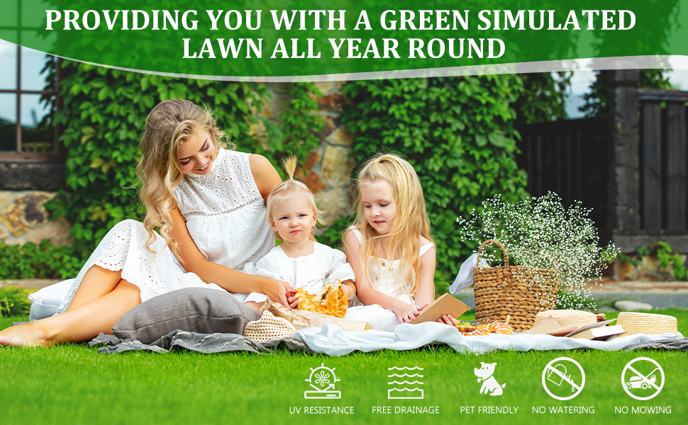 6.5FTX33FT Outdoor Artificial Grass Runner Rug, Thick Realistic Fake Grass Roll Decor Patio Balcony Garden Lawn, Dog Pets Turf Drain Mat, 1.38 Pile Height