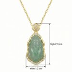 925 Sterling Silver Elegant Hand-Carved Green Jade Pendant Necklace with Shimmering Gemstone Accents