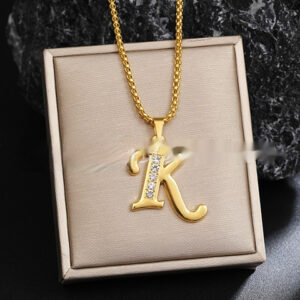 26 Diamond-Encrusted English Alphabet Necklaces