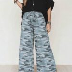 Fashionable Camouflage-Print Casual High-Waist Trousers