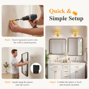 Wall Mirror With Rectangular Metal Frame