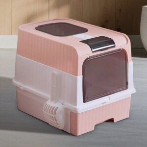 Fully Enclosed Magic Cube Litter Box, Top&Front Entry, Pull-Out Drawer, Anti-Splash Odor Control, Large For Big Cats