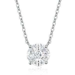 A Luxurious And Fashionable Minimalist Jewelry Pendant Necklace Featuring Top-quality Moissanite, Made Of S925 Silver Electroplated With Platinum.