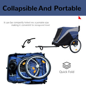 2-in-1 Bike Trailer & Push Cart For Pets - Detachable Bike Hitch & Push Handle Included - Quick Release Wheel, Internal Leash, Dual Cup Pockets And Underneath Storage Bag, Holds Pets Up To 100 Lbs
