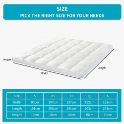 1500GSM Bamboo Mattress Topper Extra Thick 10CM Bed Topper