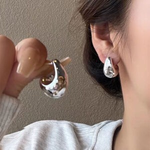 Ins Viral Luxury Earrings, High-End Beach Vacation Style, Geometric Bold Studs & Hoops For Women