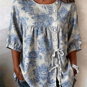 Women's Casual And Versatile Floral 3D Printed Top