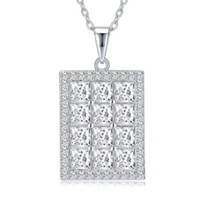 A Luxurious And Fashionable Minimalist Jewelry Pendant Necklace Featuring Top-quality Moissanite, Made Of S925 Silver Electroplated With Platinum.