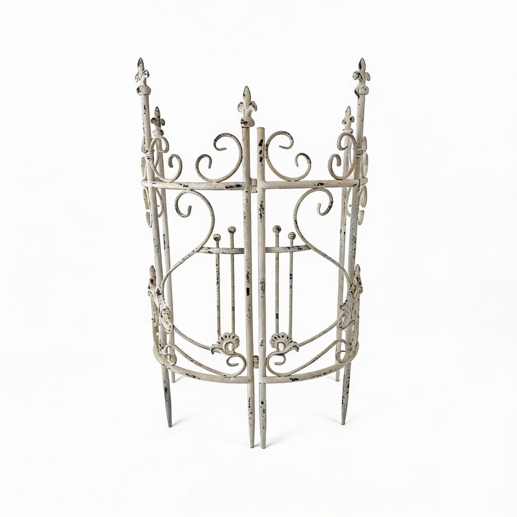 Sungmor 31.1 By 28.34 Iron Garden Fence, Pretty Vintage Green Rustic Style Decorative Fence Pannels, Outdoor Yard Landscape Pathway Border Panels Anti Animal Flowers Plants Barrier Climbing Trellis