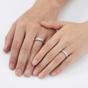 925 Sterling Silver Elegant Adjustable Silver Matching Couple Rings with Sparkling Cubic Zirconia Stones