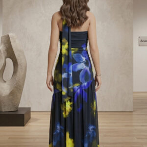 Ladies Tie Nexk Maxi Dress