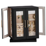 Four Sides With Storage, 5 Drawers That Can Rotate. Black Cabinet Body, Velvet Fabric. Necklace Box.