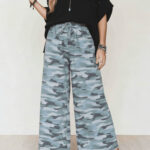 Fashionable Camouflage-Print Casual High-Waist Trousers