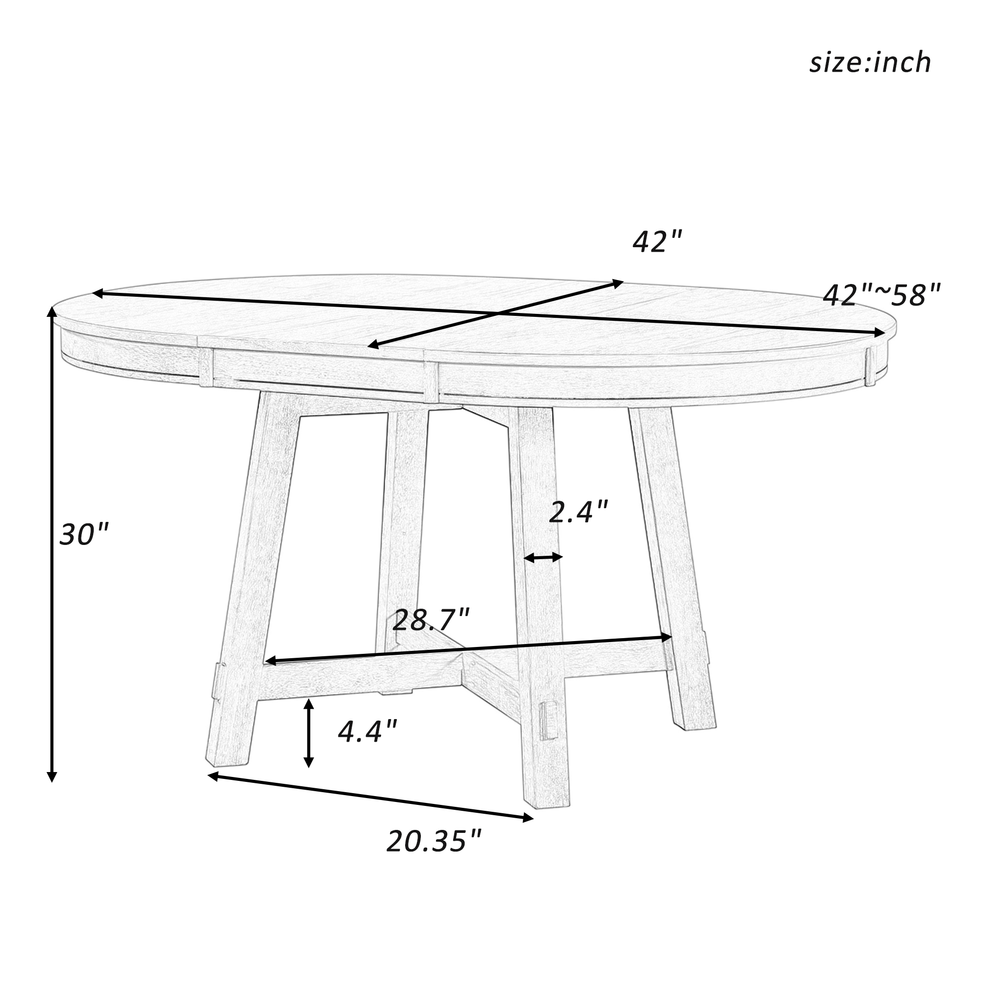 TREXM Farmhouse Round Extendable Dining Table With 16 Leaf Wood Kitchen Table Oak Natural Wood Antique White - Image 5