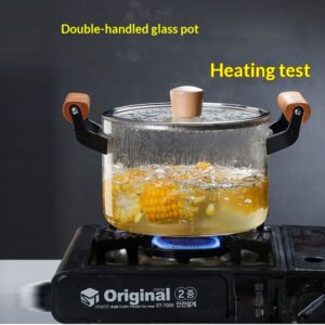 Household Transparent Soup Pot With Borosilicate Glass And A Wooden Handle