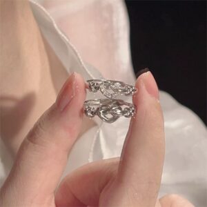 Love Heart Couple Rings For Men & Women, Simple Twin Knot Fashion Light Luxury Gift