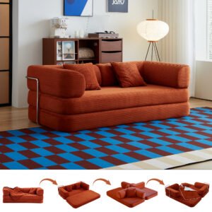 Floor Couch,Compressed Sofa,Convertible Floor Sofa Bed With Convertible Blanket Pillow,Enhanced Frame Stability,Comfy Couch Lounge Sleeper Bed,for Living Room Bedroom