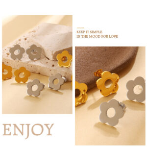 Fresh And Sweet, Versatile And Elegant, Smooth Surface Flower Stud Earrings For Women, Made Of Stainless Steel, Featuring A Unique And Niche Style, Suitable For Daily Wear.