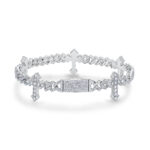 A Luxurious And Fashionable Minimalist Jewelry Bracelet Featuring Top-quality Moissanite, Made Of S925 Silver Electroplated With Platinum.