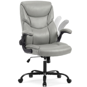 Office Computer Game Chair, High-backed Heavy-duty Workbench Chair, With Wheels, Flip-up Armrests, Adjustable Height, PU Rubber Material