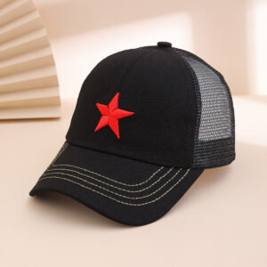 Embroidered Five-pointed Star Military Green Mesh Baseball Cap, Personalized And Casual Camouflage Canvas Baseball Cap, Fashionable And Versatile