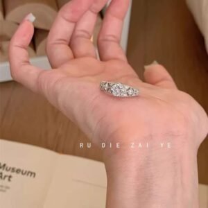 Vintage Hollow Out Lace Ring, Luxury Buccellati-Style Zircon Open Band Ring, Light High-End Vibe