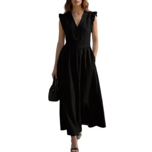 Casual Fashionable Elegant V-Neck Dress With Pockets