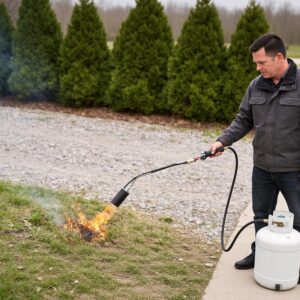180000 BTU Propane Weed Torch Heavy Duty Weed Burner Flame Weeder With 10FT Hose Piezo Ignition Adjustable Flame Control For Weeds Ice Snow Asphalt Fire Starting Propane Tank Not Included