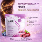 WINYEL Hair Growth Soft Chewables, Containing Hair Growth Vitamins For Men And Women, Biotin, To Help Create Thicker, Fuller, And Stronger Hair, Mixed Berries, 60 Soft Chewables.