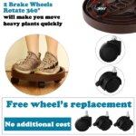 8 Pack Plant Caddy With Wheels Heavy Duty 12.2 Inch Plant Dolly With Locking Casters Rolling Plant Stand For Indoor Outdoor, Brown