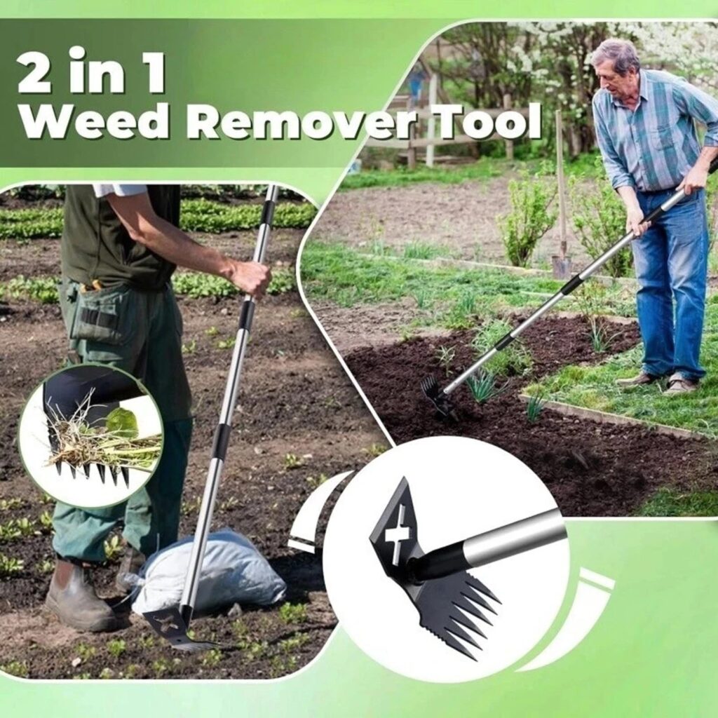 2 In 1 Hand Weeder Rake And Garden Hoes With Long Handle Garden Weeding Tool 150cm