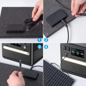 60W Portable Solar Panel Monocrystalline Foldable Solar Panel P65 Waterproof Solar Panel Charger 23.5 High Efficiency QC3 0 PD USB Port DC Output 10 Connectors For Outdoor Camping Cloudy