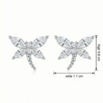 925 Sterling Silver Elegant Sparkling Dragonfly Stud Earrings in Sterling Silver with Clear Gemstones