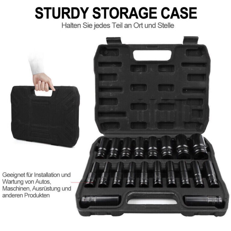 20pcs Deep Impact Socket Set 1 2 Inch Drive 6 Point Metric 8-32mm Heavy Duty UK