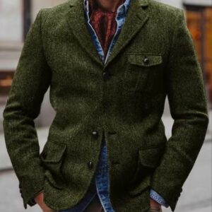 European And American Men’s Herringbone Suit Jacket