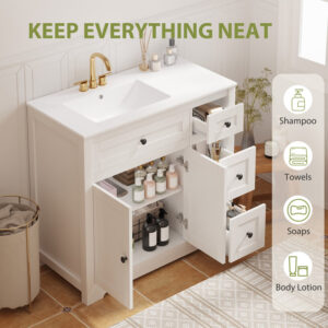 36-inch Two-door Four-basin Bathroom Vanity Set With Countertop