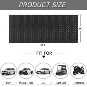 Thickened Diamond 4 Ft. X 10 Ft. Black PVC Garage Flooring Rolls 40 Sq. Ft.