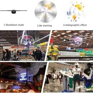 Wiilala 3D Hologram Fan 3D Circle App Hologram Advertising Display 224 Lights 16.5 WiFi Holographic LED Fan Creative Advertising Design Store Sign