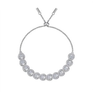 A Luxurious And Fashionable Minimalist Jewelry Bracelet Featuring Top-quality Moissanite, Made Of S925 Silver Electroplated With Platinum.